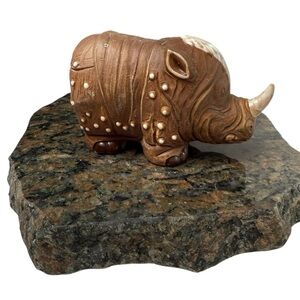 VINTAGE Rare Rhino Ceramic Rhinoceros 1976 Figurine Japan Mann MCM Animal Decor